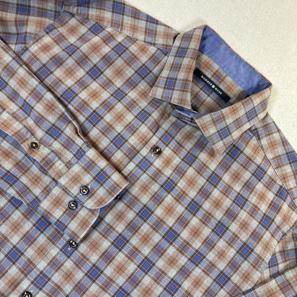 Hammer Made Shirt Men 43/17 Multicolor Plaid Cotton Long Sleeve Button Up Casual